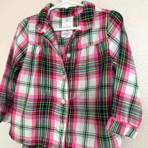 Gap + Pendleton Toddler Girls Pajamas Set 2T Plaid Pink Green White - Picture 2 of 4